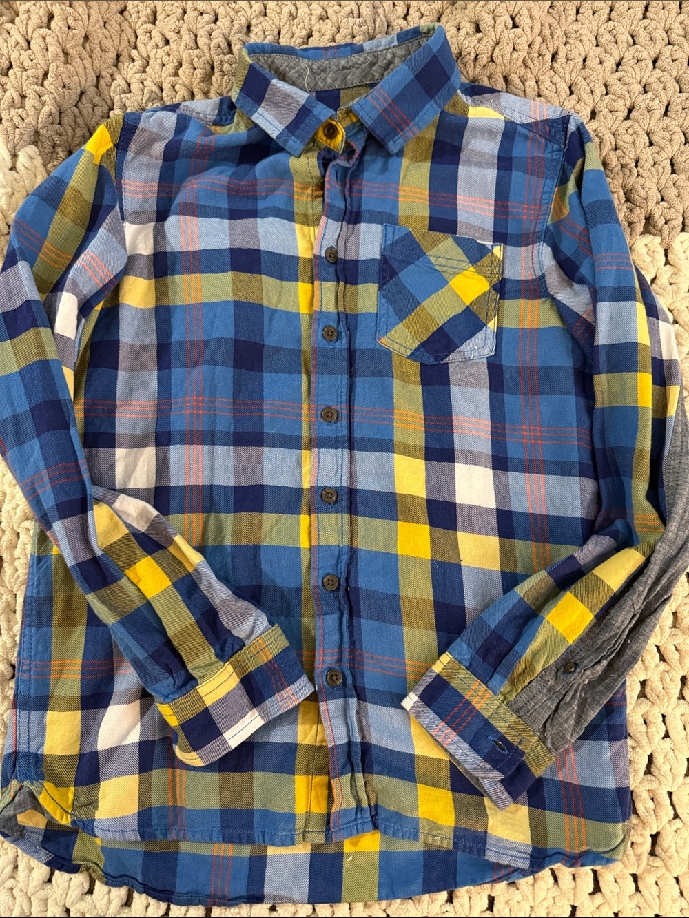 Cat & Jack Blue and Yellow Plaid Button-Down Shirt